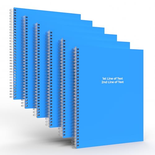 Custom Spiral Notebook Journals with a Blue Colored Cover - 6 Pack of 8.5" x 11" – College Ruled, Hard Cover, 50 Sheets Per Book – For Journaling, Office, School Supplies, etc. - color: Blue, size: 8.5" x 11"