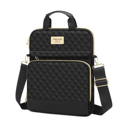MOSISO 12.9 inch Tablet Sleeve Bag for iPad Pro 13 M4&iPad Air 13 M3 M2,iPad Pro 12.9 M2 M1 6/5,Surface Laptop Go 12.4,Galaxy Tab S8+/S9+ 12.4,Square Quilted Carrying Case with 2 Pockets, Black - color: Black, size: 12.9 inch
