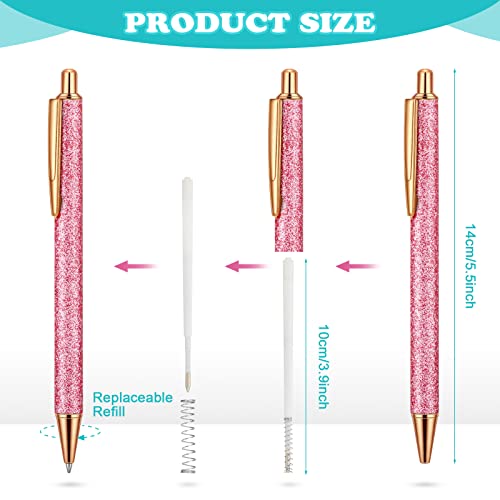 Handepo 60 Pcs Fancy Glitter Pens Bulk Cute Pretty Ballpoint Pens for Women Rhinestones Metal Retractable Pen Black Ink Medium Point 1.0 mm for Writing Business Office School Supplies Gift