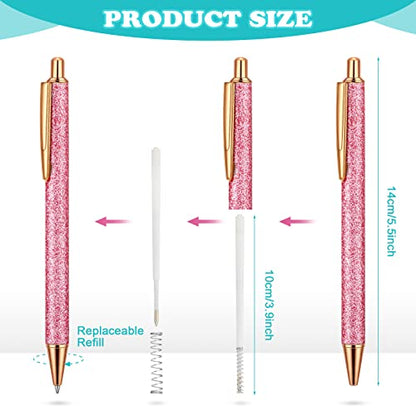 Handepo 60 Pcs Fancy Glitter Pens Bulk Cute Pretty Ballpoint Pens for Women Rhinestones Metal Retractable Pen Black Ink Medium Point 1.0 mm for Writing Business Office School Supplies Gift