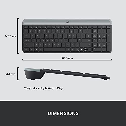 Logitech MK470 Slim Wireless Keyboard and Mouse Combo - Modern Compact Layout, Ultra Quiet, 2.4 GHz USB Receiver, Plug n' Play Connectivity, Compatible with Windows - Graphite - color: Graphite