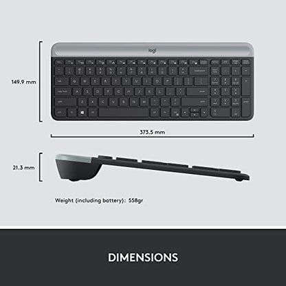 Logitech MK470 Slim Wireless Keyboard and Mouse Combo - Modern Compact Layout, Ultra Quiet, 2.4 GHz USB Receiver, Plug n' Play Connectivity, Compatible with Windows - Graphite - color: Graphite