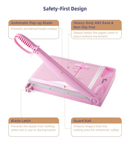 Firbon 12 Inch Guillotine Paper Cutter, 30-Sheet Capacity Paper Trimmers | Pink | Heavy Duty Cutter | Dual Scales | Paper, Cardstock & Photo Trimming | Scrapbooking Crafts | Office, Home & Studio Use - color: Pink