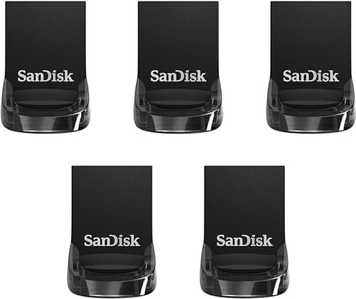 SANDISK 64GB 5-Pack Ultra Fit USB 3.2 Gen 1 Flash Drive (5x64GB) - Up to 300MB/s, Plug-and-Stay Design, Non-Retail Packaging - SDCZ430-064G-GAM5C - size: 64GB (5-Pack), style: Up to 400MB/s
