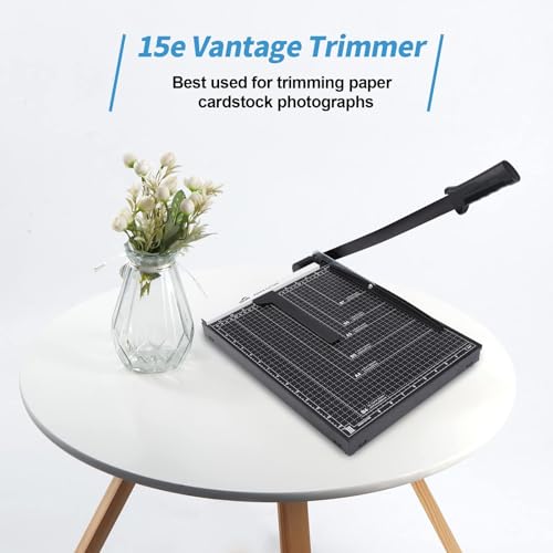 ISDIR 15" Guillotine Paper Cutter with Dual Pressure Bars, 15 Sheet Capacity, Magnetic Guide, Blade Lock, Heavy Duty Metal Base, for Cardstock, Crafts, DIY, Photos & Office - color: 15"black