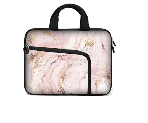 11.6" 12.2 inches Laptop Sleeve Chromebook Case Ultrabook Case Notebook Sleeve PC Messenger Bag Tablet Case Neoprene Handle Sleeve for Men Women, Two Pockets (Pink Marble) - color: Pink Marble