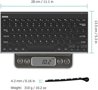 Arteck Bluetooth Keyboard, Stainless Steel Universal Portable Wireless Bluetooth Keyboard for iOS iPad 10.2-inch, Air, Pro, Mini, Android, Windows Tablets PC Smartphone Built in Rechargeable Battery