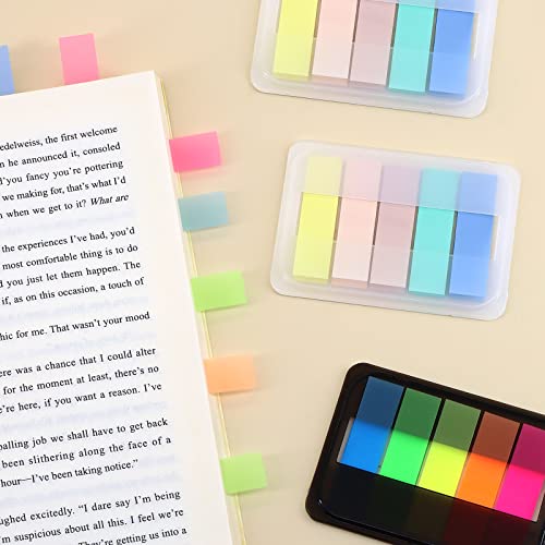 600 Pieces Sticky Index Tabs Page Flags, ALOTCHE Transparent Sticky Notes with Box Book Sticky Tabs for Annotating Books Page Marks Bookmarks Classify File - style: Sticky Tabs 600 Sheets