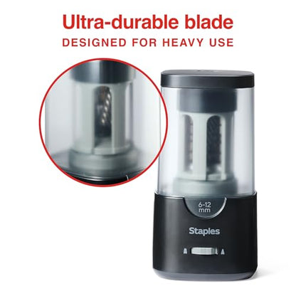 Staples Electric Pencil Sharpener, Black – Heavy‑Duty Classroom Sharpener for Teachers, Schools & Shared Spaces