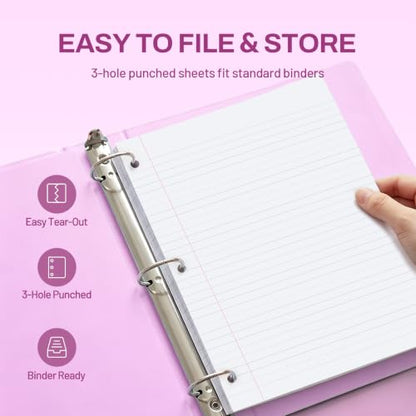 SUNEE 5 Subject Notebook College Ruled - 400 Pages, 9"x11", 5 Pocket Colored Dividers, 3-Hole Punched Paper, Dark Purple - color: Dark Purple, style: College Ruled