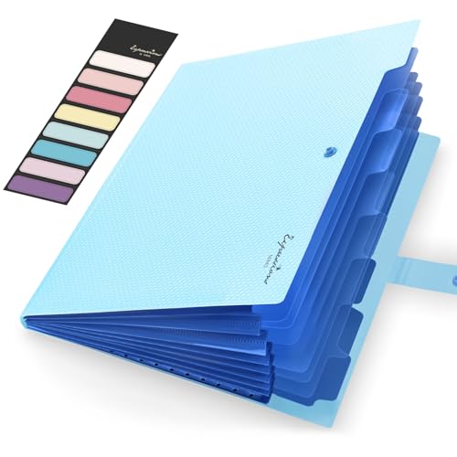 Sooez Accordion File Organizer, Letter Size Expanding File Folder with Labels, 8 Pocket Folders for Document, Portable Paper Bill Receipt Organizer for Home School Office Supplies, A4 Size, Sky Blue - color: Sky Blue