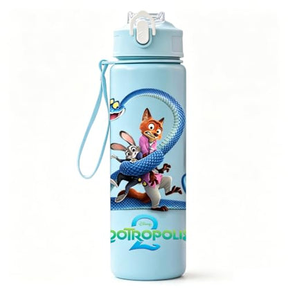 Cartoon Huntrix Water Bottle for Girls, 25oz Leak Proof with Straw Lid, Gifts for Girls (Zootopia) - color: Zootopia