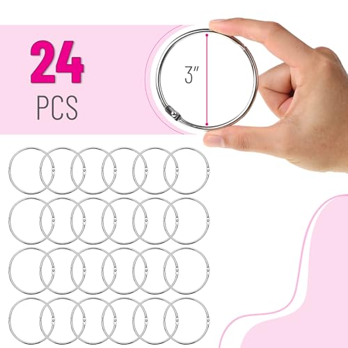 Mr. Pen- Loose Leaf Binder Ring, 3 Inch, 24 Pack | Metal Loose Leaf Binder Book Rings for Books and Index Cards, Scrapbook, Keychains, School, Home, Office, Silver - color: Silver, size: 3", 24 Pack