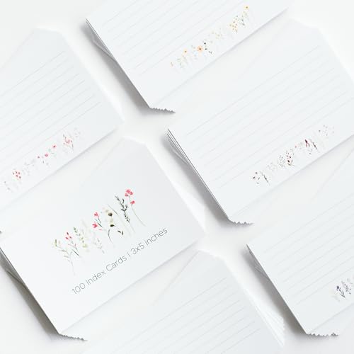 Wild Flower Index Cards by Pure Print and Design | Floral Flash Cards Perfect For Study Sessions & Learning | 100 Cards of Premium Quality with 5 Different Designs | Wild Flower | 3x5 inches - color: Wild Flower