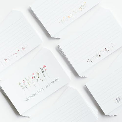 Wild Flower Index Cards by Pure Print and Design | Floral Flash Cards Perfect For Study Sessions & Learning | 100 Cards of Premium Quality with 5 Different Designs | Wild Flower | 3x5 inches - color: Wild Flower