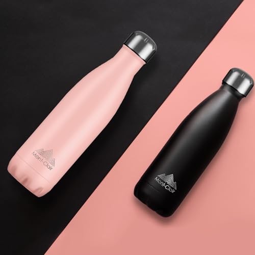 Mont-Clair Stainless Steel Water Bottle, Vacuum insulated - BPA Free, 12h Hot & 24h Cold Drinks, Metal Water Bottle 17 oz Leakproof, Ideal for Adult, Kids, Running - Mellow Rose - color: Mellow Rose, style: 17 Ounces