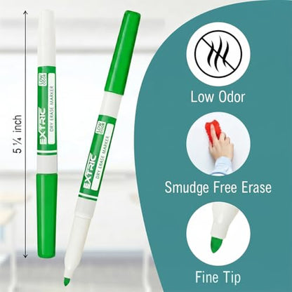EXTRIC Dry Erase Markers Fine Tip 5 ct, Magnetic Eraser, Whiteboard Spray | Use: Whiteboards and Glass Boards, Includes: 5 Markers, 1 Eraser, Cleaner Spray, Feature: Low-Odor, Non-Toxic - style: Fine Tip