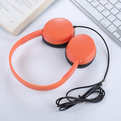 Wired Headphones Bulk 2 Pack for Classroom School, 3.5mm Pulg, Lightweight, Sturdy Headsets for Kids Students and Adults (Orange & Light Blue) - size: 2 Pack