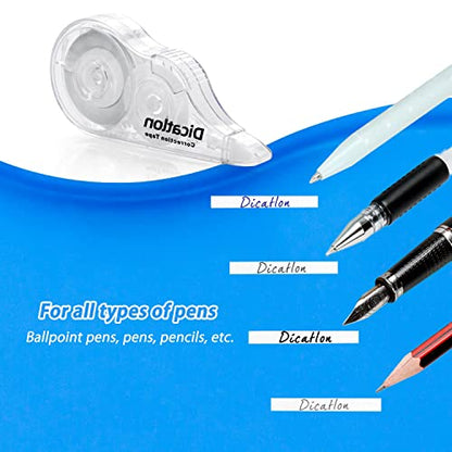White Correction Tape 10 Pack, Easy Use Roller Applicator, Instant Dry, Jam Free PET Film, Smooth Precise Corrections for School, Office, Home,1/5" X39Ft