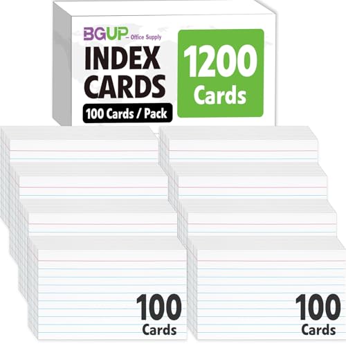 1200 PCS Index Cards Bulk, 3x5 Flash Cards for Studying, White Notecards Lined, Ruled Index Cards for School, Home and Office, 100 Per Pack, (12 Pack) - color: 12P