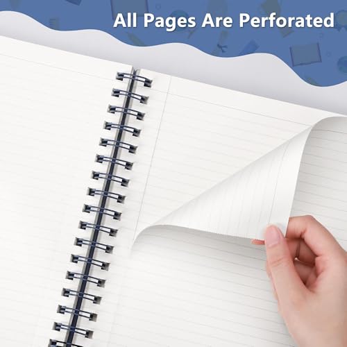RETTACY Spiral College Ruled Notebook, 300 Perforated Pages (8.2" x 11.2") | 100 GSM Thick Paper, Flexible Plastic Cover, for School, Work, Writing, Journaling (Tiffani Blue) - color: Tiffani Blue