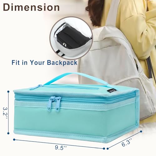 FlowFly Small Insulated Lunch box Portable Soft Bag Mini Cooler Thermal Meal Tote Kit with Handle for Work & School, Light Blue - color: Light Blue