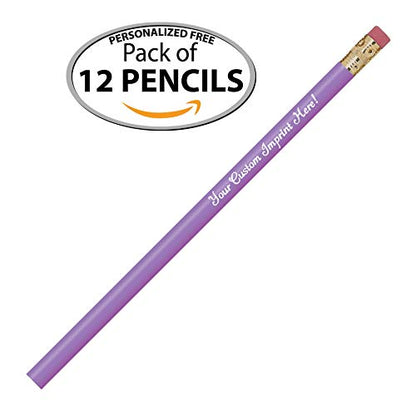 Express Pencils Personalized Pencils Round Custom Imprinted with your Name - Text - Logo - Message- 12 pkg FREE PERSONALIZATION Great Gift Idea (Lilac) - color: Lilac