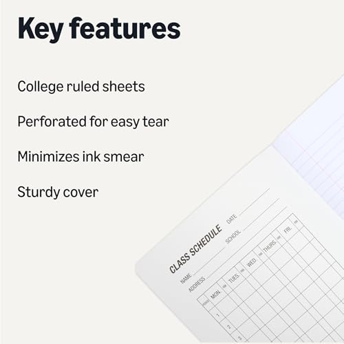 Amazon Basics Composition Notebook, College Ruled, 100 Sheets, 9.75" x 7.5", Marble Black, 12-Pack - color: Marble Black, size: College Ruled,12-pack