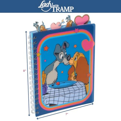 Disney Lady and the Tramp Tab Journal Notebook, Spiral Bound, 96 Lined Pages, 8 x 7 inches - style: Lady and the Tramp