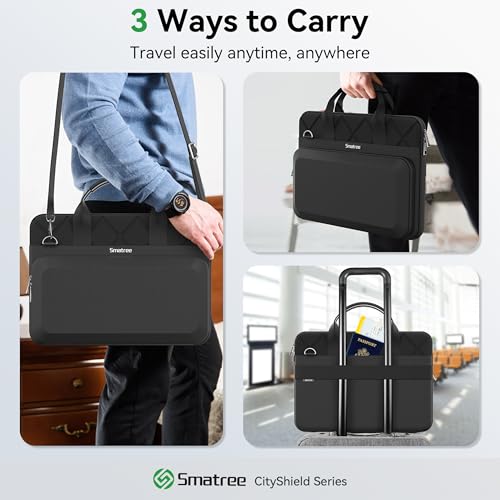 Smatree CityShield 15-16 inch Laptop Shoulder Bag, Sleeve Case with Hard Shell Accessory Pocket, Shoulder Strap, Handle, 360 Protective Case, Anti-Splash Computer Bag(MC04)