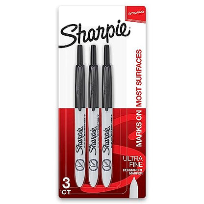 Sharpie Retractable Permanent Markers, Ultra Fine Point, Black, 3 Count - size: 1 Count (Pack of 3)
