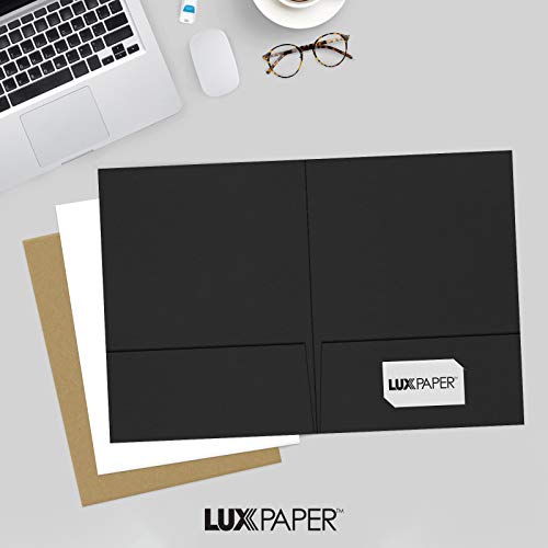 LUXPaper 9" x 12" Presentation Folders | Two Pocket | Midnight Black | 100lb. Cover | 10 Qty - color: Midnight Black