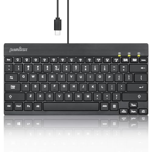 Perixx PERIBOARD-426C Wired Mini Low Profile Keyboard - 10.87x5.43x0.55 inches Dimension - 4.9ft USB C Cable - US English - style: Wired USB Type-C