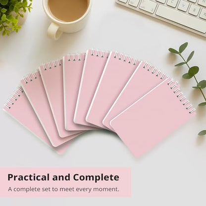 Taja Set of 8 Mini Pocket Notebook Top Spiral Nursing Notepads | Pink 3" x 5", Mini Little Spiral Notebook, Nursing Notepad, Perfect for Work, School, Office, Nurse, Travel - color: H.Pink