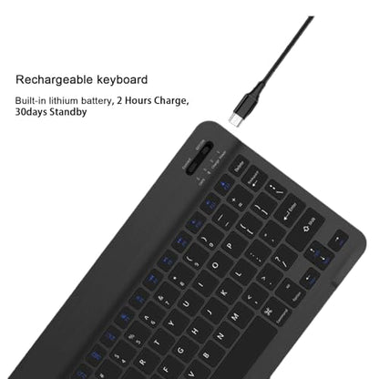 Bluetooth Keyboard Compatible with iPad 10th Generation, Rechargeable Portable 10 inch Wireless Keyboard for iPhone, iPad mini, Samsung Tablets Keyboards Ultra-Slim, Travel Office Computer Accessories - color: Black