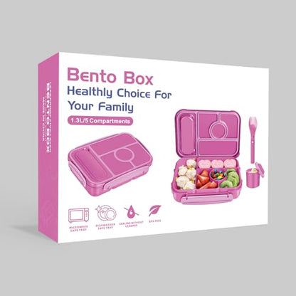 Amathley Bento Box Adult Lunch Box Kids,Lunch Containers for Adults/Kids/Toddler,5 Compartments Bento Lunch Box with Sauce Vontainers,Microwave & Dishwasher & Freezer Safe,BPA-Free (Red lily) - color: Red lily