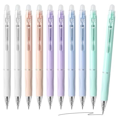 Temiary 10 Pcs Retractable Erasable Gel Pens, Fine Point 0.5 mm, Make Mistakes Disappear, Smooth Writing Gel Pen with Eraser for Journaling Note Taking Marking Planner Crossword Puzzles (Black Ink) - color: Black Ink