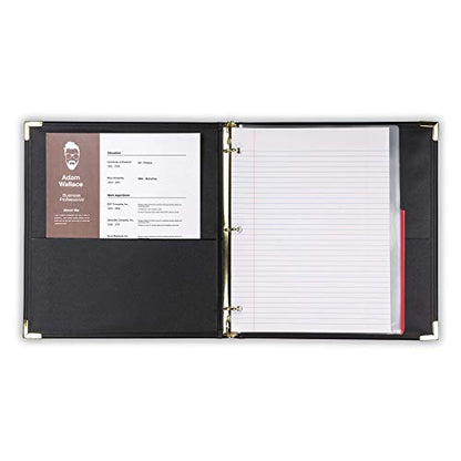 Samsill Classic Collection Leather 3 Ring Binder, Executive Presentation Portfolio, 0.5 Inch (Holds 100 Sheets), Brass Round Ring, Black - color: Black, size: 0.5 Inch, style: Classic