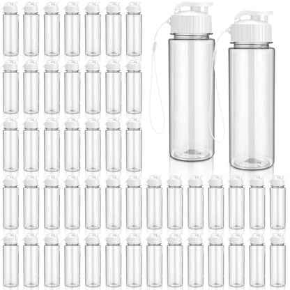 Domensi 50 Pieces Plastic Water Bottle Bulk 17 oz Sports Adults Reusable Large Water Bottles with Leak Proof Flip Top for Adults Fitness (White) - color: White