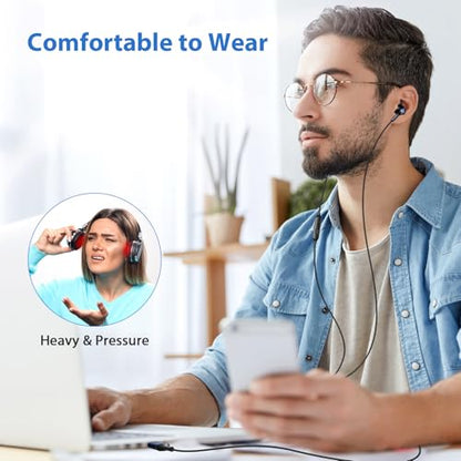 USB Earbuds with Microphone for PC Laptop, 7.5FT Wired USB A Computer Zoom Meeting Mute Headphones Headsets for Office School Desktop PS5 HiFi Noise Isolation In Ear Corded Gaming Earphones with Mic