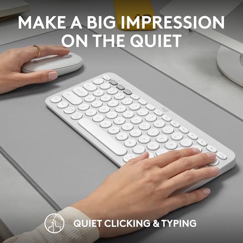 Logitech Pebble 2 Combo, Wireless Keyboard and Mouse, Quiet and Portable, Customizable, Logi Bolt, Bluetooth, Easy-Switch for Windows, macOS, iPadOS, Chrome - Tonal White - color: White