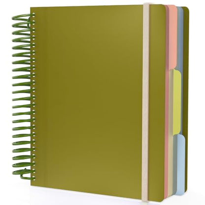 EUSOAR Spiral Notebook, 1 Pack A5 7.3" x 8.1" Lined Spiral Notebook Journal, Cute Women Journal Notebook 240 Pages 90gsm Thick Paper with Dividers for Math, Science and Engineering Students-Green - color: Green, style: A5 Lined