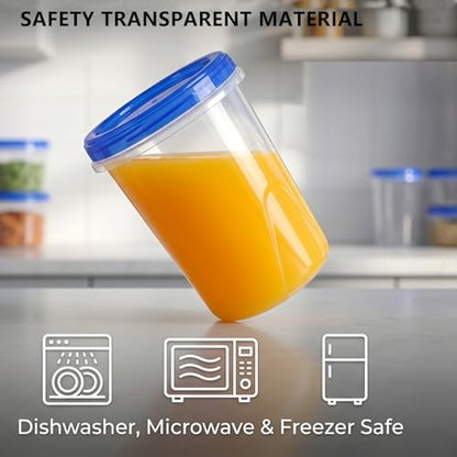 6 Pack Food Storage Containers with Lids, 34/17oz BPA Free Plastic Containers, Safe for Freezer Microwave and Dishwasher, Reusable Soup & Meal Prep Containers