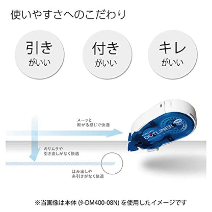 KOKUYO Glue Tape for Scrapbooking, 52.5 Ft x 0.33 in Double Sided Tape Roller for Crafts, Blue Dot Pattern Tape Runner, Adhesive Scrapbook Supplies. Japan Import (TA-DM400-08)