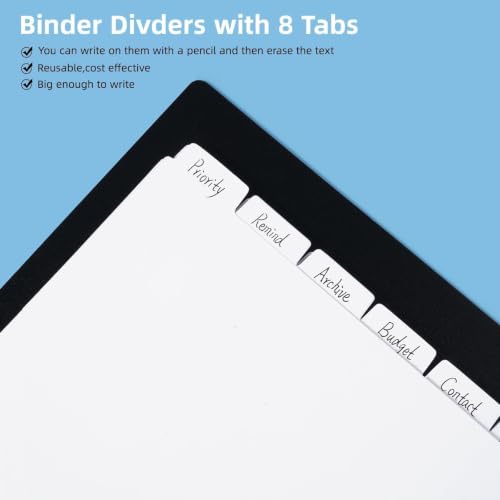 Dynta 15 Sets Binder Dividers with Tabs 120 Dividers, 1/8 Cut Tabs, Letter Size, Blank Write On Page Dividers for School, Office and Home, White - color: White