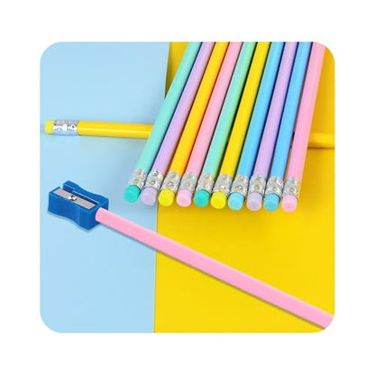 pson 30Pcs HB Graphite Pencils with Erasers, Unsharpened Round Triangular Grip Pencils for School, Office, Drawing, Sketching, and Writing(Pink) - color: Pink
