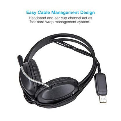 Cyber Acoustics USB-A Stereo Headset (AC-4006-80) - Durable, Crisp, and Clear Communication in K-12 Classrooms or Home, Made with 60 Percent Recycled Plastic - 80 Pack - size: 80 Pack - USBA