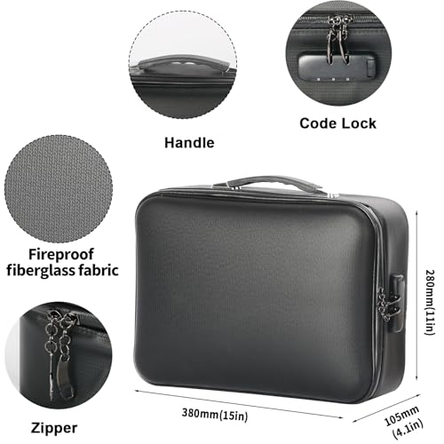 Fireproof Safe Document File Organizer Box, 5200°F Portable File Organizer with Lock,Hard Case Highly Flame-Resistant Fire Proof Waterproof File Bag with Lock, Fire Safe Home Valuables Storage