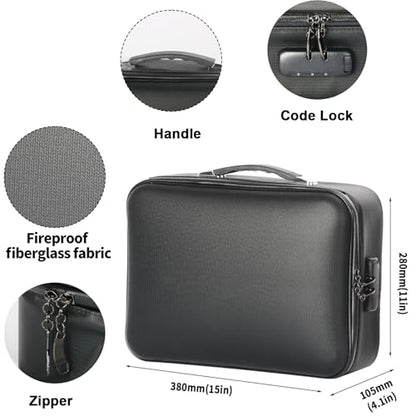 Fireproof Safe Document File Organizer Box, 5200°F Portable File Organizer with Lock,Hard Case Highly Flame-Resistant Fire Proof Waterproof File Bag with Lock, Fire Safe Home Valuables Storage