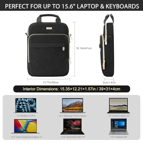 MoKo 15-inch Puffer Laptop Sleeve Bag for MacBook Air 15" / Pro 14" M5/M4/M3/M2 2026-2023, Galaxy Tab S10 FE Ultra 14.8" 2025, Puffy Laptop Carrying Case with Handle & Shoulder Strap, Black - color: Black, size: 15.6 Inch